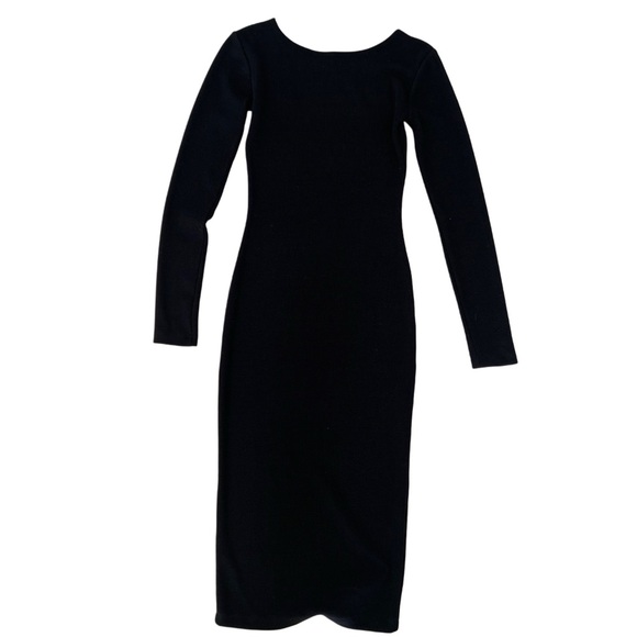 Eve + Enoch Black Ribbed Long Sleeve Midi Dress - Size XS - Picture 2 of 5